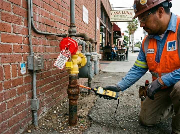 Before: Red-Tagged Gas Meter Leak - Riverside Ave Commercial Kitchen Gas Line Repair