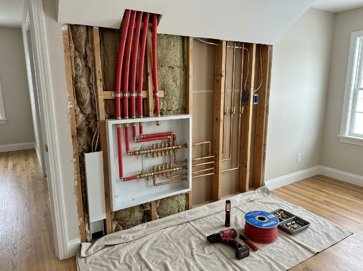 After: Ceiling Bypass with Zero Floor Harm - South Riverside Ave Living Room Hardwood Slab Leak