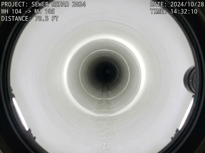 After: Seamless CIPP Structural Sleeve - East Easton Street Offset Clay Sewer Joint