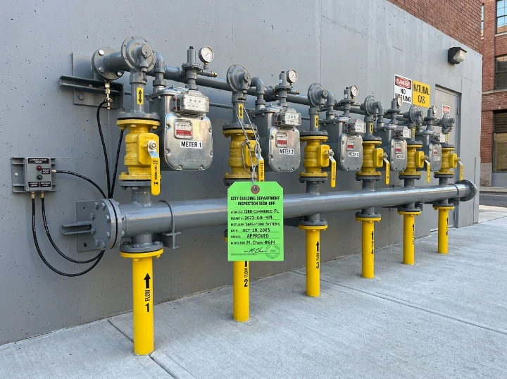 After: Rebuilt Commercial Gas Manifold - North Willow Ave Retail Center Multi-Meter Gas Riser
